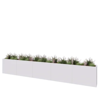 Kruka i stål XXL - Rektangel - 500 x 40 x 80 cm - RAL9010 matt (vit) - Med bottenplatta