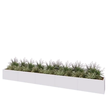 Kruka i stål XXL - Rektangel - 500 x 50 x 50 cm - RAL9010 matt (vit) - Med bottenplatta