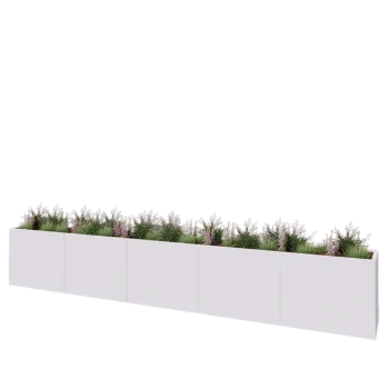 Kruka i stål XXL - Rektangel - 500 x 50 x 80 cm - RAL9010 matt (vit) - Med bottenplatta