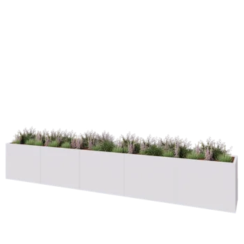 Kruka i stål XXL - Rektangel - 500 x 60 x 80 cm - RAL9010 matt (vit) - Med bottenplatta