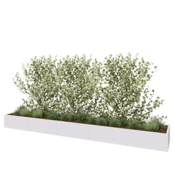 Kruka i stål XXL - Rektangel - 500 x 80 x 40 cm - RAL9010 matt (vit) - Med bottenplatta
