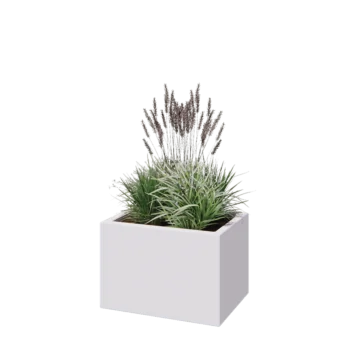 Kruka i polyester - Rektangel - 60 x 40 x 40 cm - RAL9010 matt (vit) - Med botten