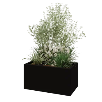Kruka i polyester - Rektangel - 80 x 40 x 40 cm - RAL9005 matt (svart) - Med botten