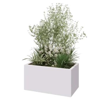 Kruka i polyester - Rektangel - 80 x 40 x 40 cm - RAL9010 matt (vit) - Med botten