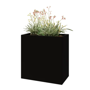 Kruka i polyester - Rektangel - 80 x 40 x 80 cm - RAL9005 matt (svart) - Med botten