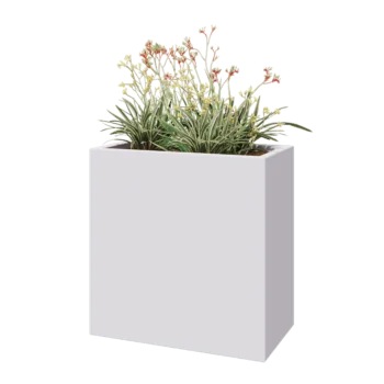 Kruka i polyester - Rektangel - 80 x 40 x 80 cm - RAL9010 matt (vit) - Med botten