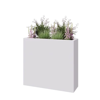 Kruka i polyester - Rektangel - 90 x 25 x 80 cm - RAL9010 matt (vit) - Med botten