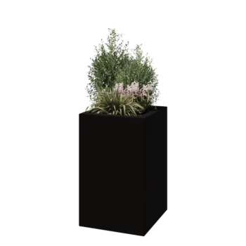 Kruka i polyester - Fyrkant - 50 x 50 x 80 cm - RAL9005 matt (svart) - Med botten