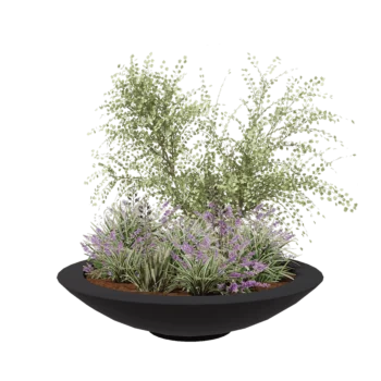 Kruka i polyester - Skål - Ø 153 x 34 cm - RAL7021 matt (svartgrå) - Med botten