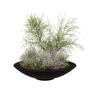 Kruka i polyester - Skål - Ø 153 x 34 cm - RAL9005 matt (svart) - Med botten