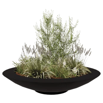 Kruka i polyester - Skål - Ø 200 x 40 cm - RAL9005 matt (svart) - Med botten