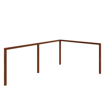 Pergola i cortenstål - Hörn - 600 x 412 x 242 cm - Utan betongplint