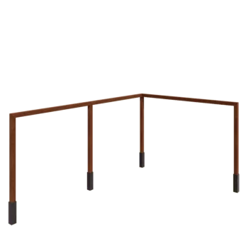 Pergola i cortenstål - Hörn - 600 x 412 x 242 cm - Med betongplint