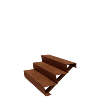 Utomhustrappa i cortenstål - 3-steg - 72 x 120 x 51 cm