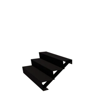 Utomhustrappa i stål - 3-steg - 72 x 120 x 51 cm - RAL9005 matt (svart)