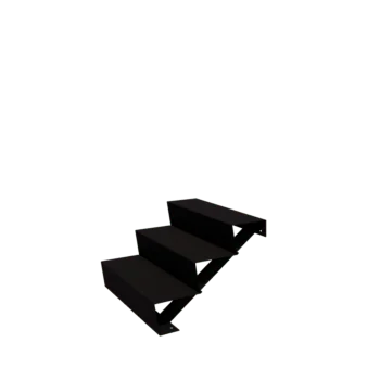 Utomhustrappa i stål - 3-steg - 72 x 80 x 51 cm - RAL9005 matt (svart)