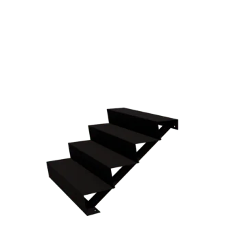 Utomhustrappa i stål - 4-steg - 96 x 100 x 68 cm - RAL9005 matt (svart)