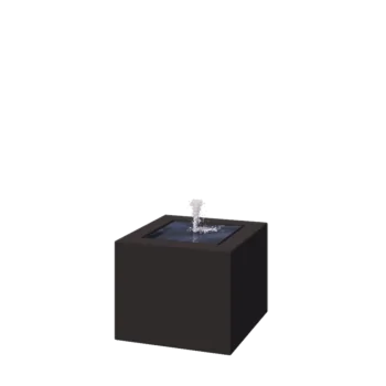 Fontän i aluminium - Lyra - 50 x 50 x 40 cm - RAL9005 matt (svart) - Med LED-belysning